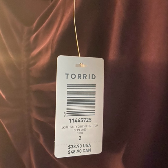 Torrid Plum Cinch Front Top - Size 2 - Picture 2 of 3